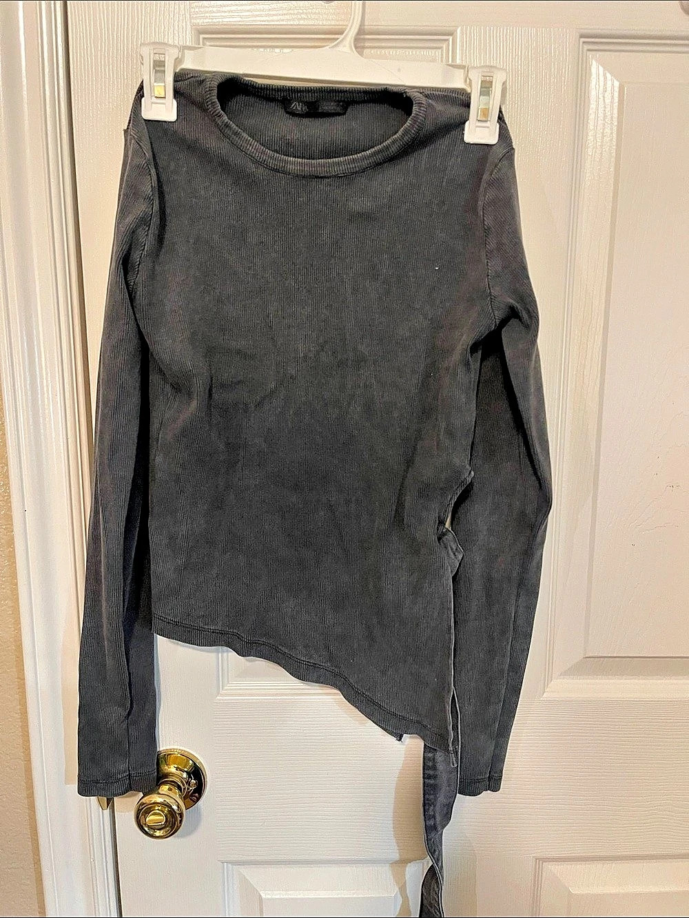 Zara Asymmetric Top with Buckles Long Sleeve Black